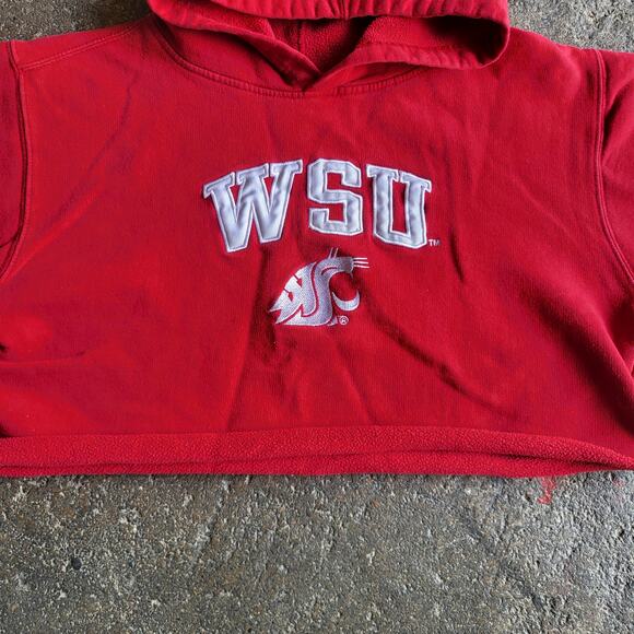Washington State Cougars WSU Cropped Hoodie Sweatshirt Womens XL Red Adidas Gym - Picture 3 of 9